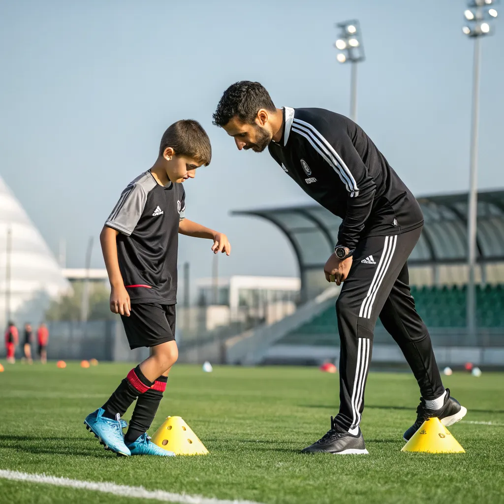 Coach Guiding Young Player